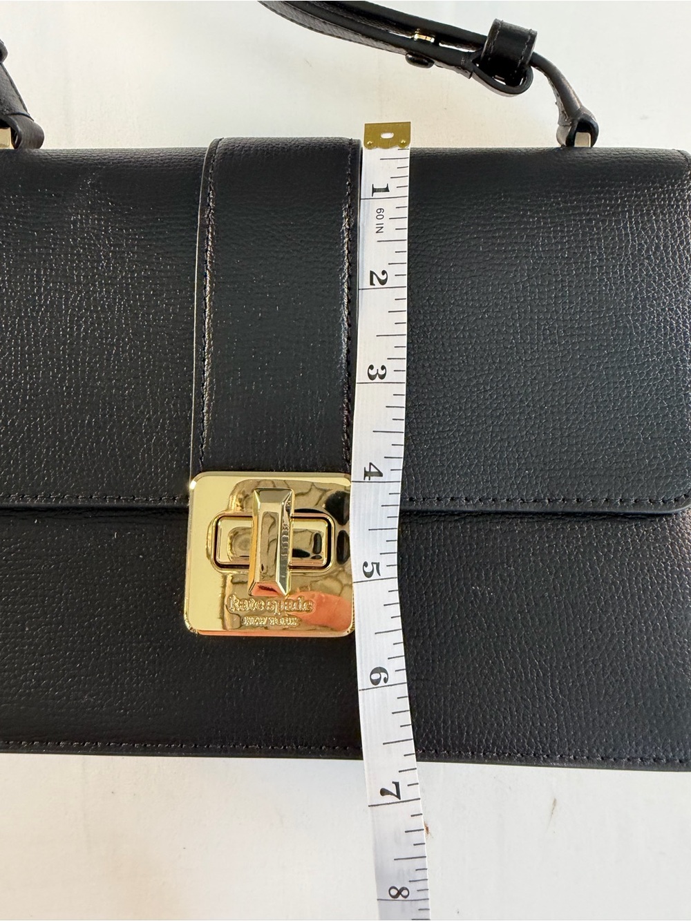 Kate Spade Phoebe turn lock Black Leather Shoulder Bag with Gold Hardware - Picture 13 of 16